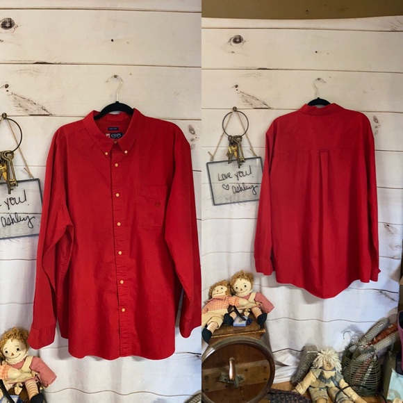 Chaps; Red; Button Down; Dress Shirt; XXL - Picture 5 of 5